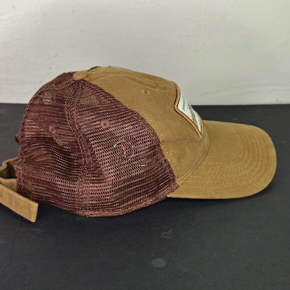 Duck Head Mesh Hat Cap Strap Back Brown Sanforized Patch Logo Trucker Mens - Picture 5 of 12